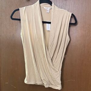 Banana Republic Cream Sleeveless Wrap Blouse
